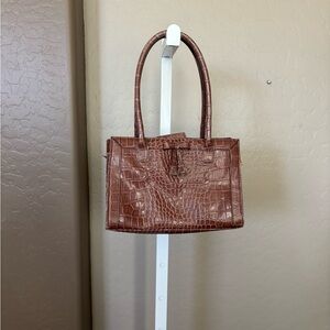 BAG 👜| Vintage liz Claiborne faux Brown Crocodile-Embossed bow Women's mini Bag
